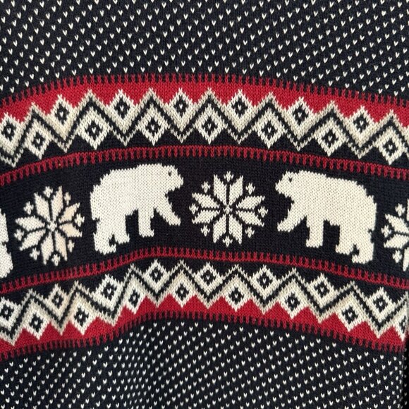 Aspen Sweater Mens XL Pullover Knit Polar Bear Fair Isle Holiday Christmas Blue - Picture 5 of 9
